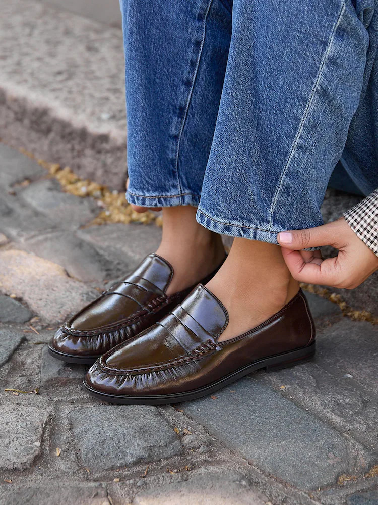 Linzi Light Brown Belmont Ruched Loafers | Next US