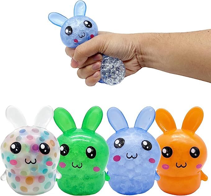 Harweod 4 Pcs Squishy Easter Bunny Stress Fidget Balls,Stress Relief Fidget Balls for Easter Bask... | Amazon (US)