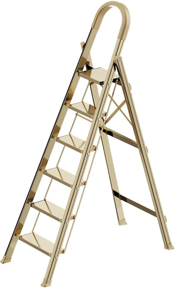 GameGem 6 Step Ladder, Aluminum Folding Step Stool with Anti-Slip Sturdy and Wide Pedal, Portable... | Amazon (US)