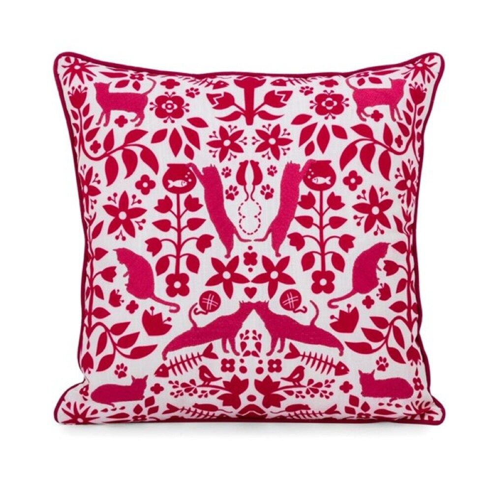 16" Pink Cat Themed Otomi Cat Pillow | Bed Bath & Beyond