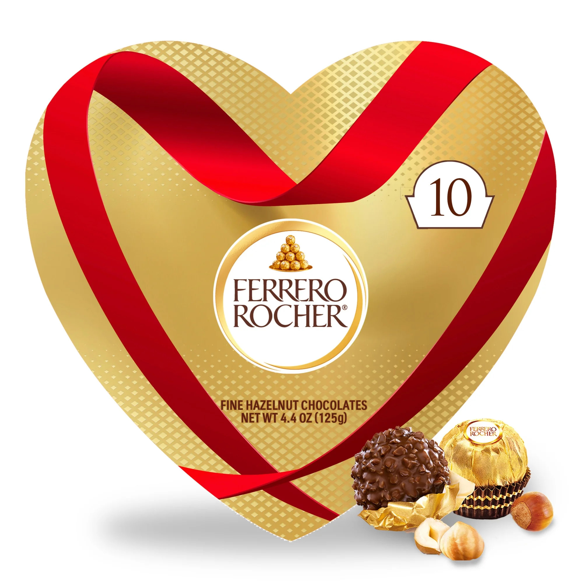 Ferrero Rocher Fine Hazelnut Chocolates, Valentine’s Day Heart Gift Box, 10 Piece Premium Choco... | Walmart (US)