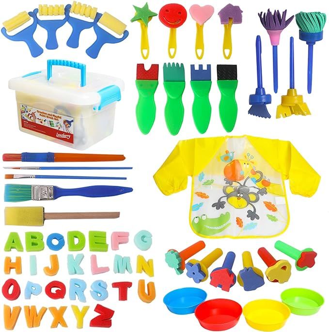59pcs Kids Art & Craft Early Learning Painting Sponges Stamper Mini Paint Brushes Kit with 26 Eng... | Amazon (CA)