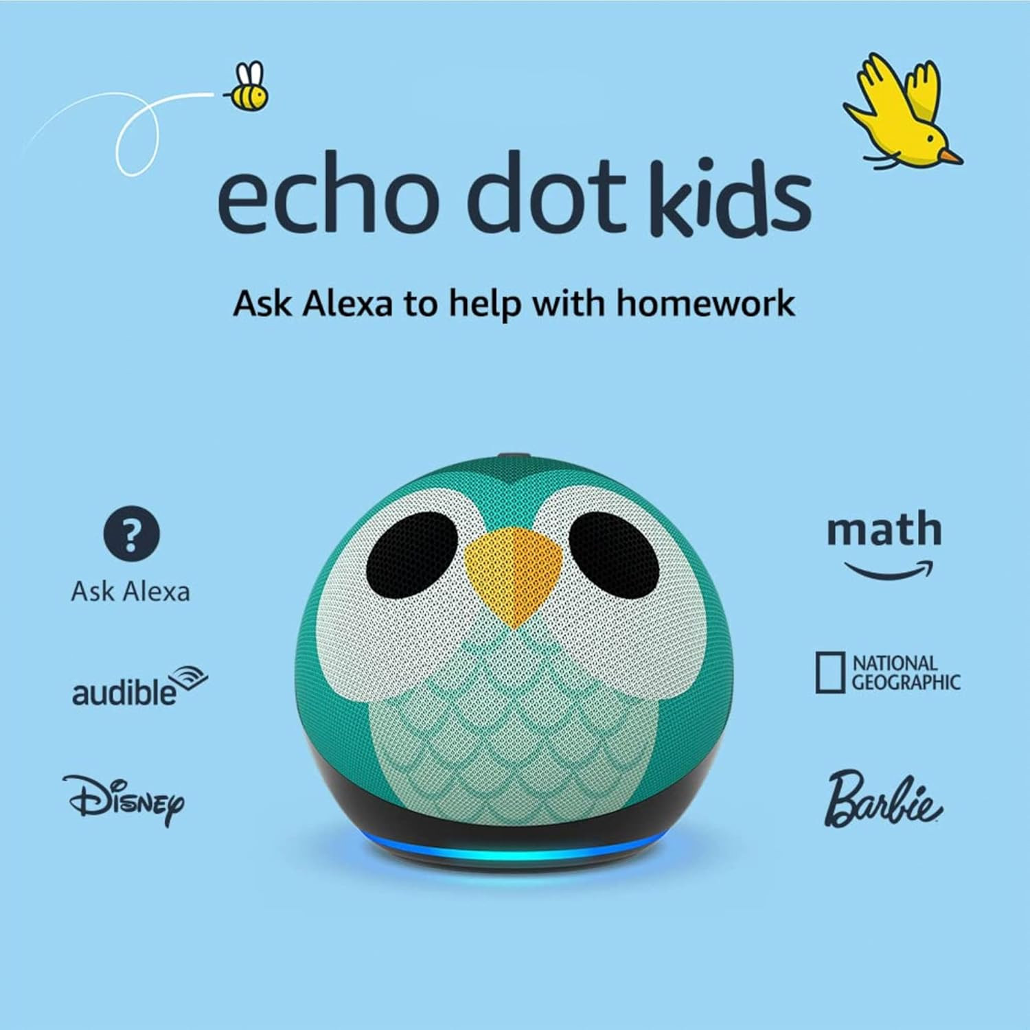 Echo Dot (5th Gen, 2022 release) Kids | Designed for kids, with parental controls | Owl | Amazon (US)