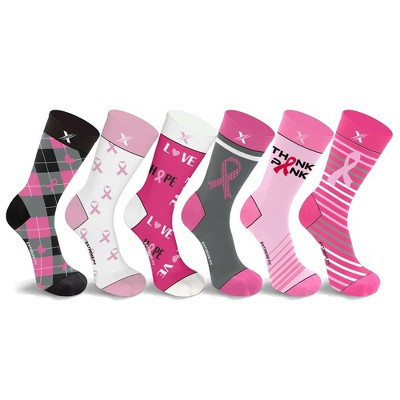 Extreme Fit Cancer Awareness Compression Socks - Crew Socks for Running - 6 Pair - Large/X-Large | Target