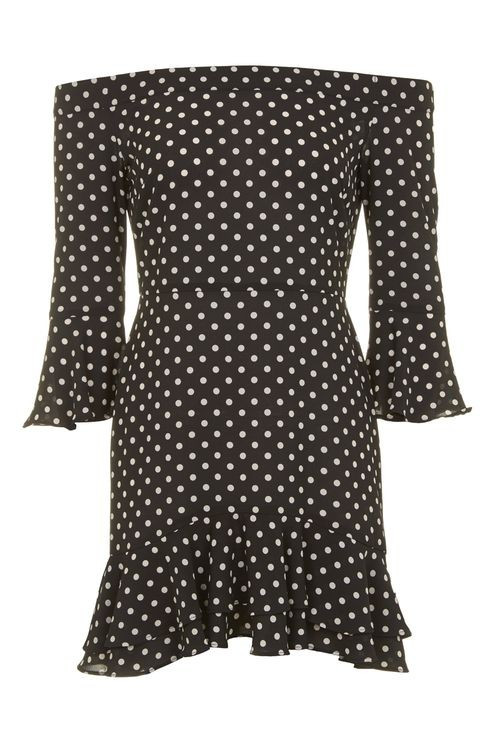 Spot Frill Bardot Dress | Topshop US
