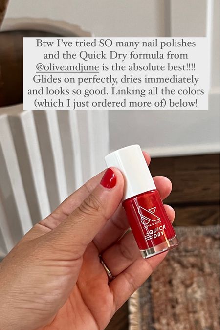 Btw I’ve tried SO many nail polishes and the Quick Dry formula from @oliveandjune is the absolute best!!!! Glides on perfectly, dries immediately and looks so good. Linking all the colors (which I just ordered more of) below!

#LTKBeauty #LTKFindsUnder50 #LTKSeasonal