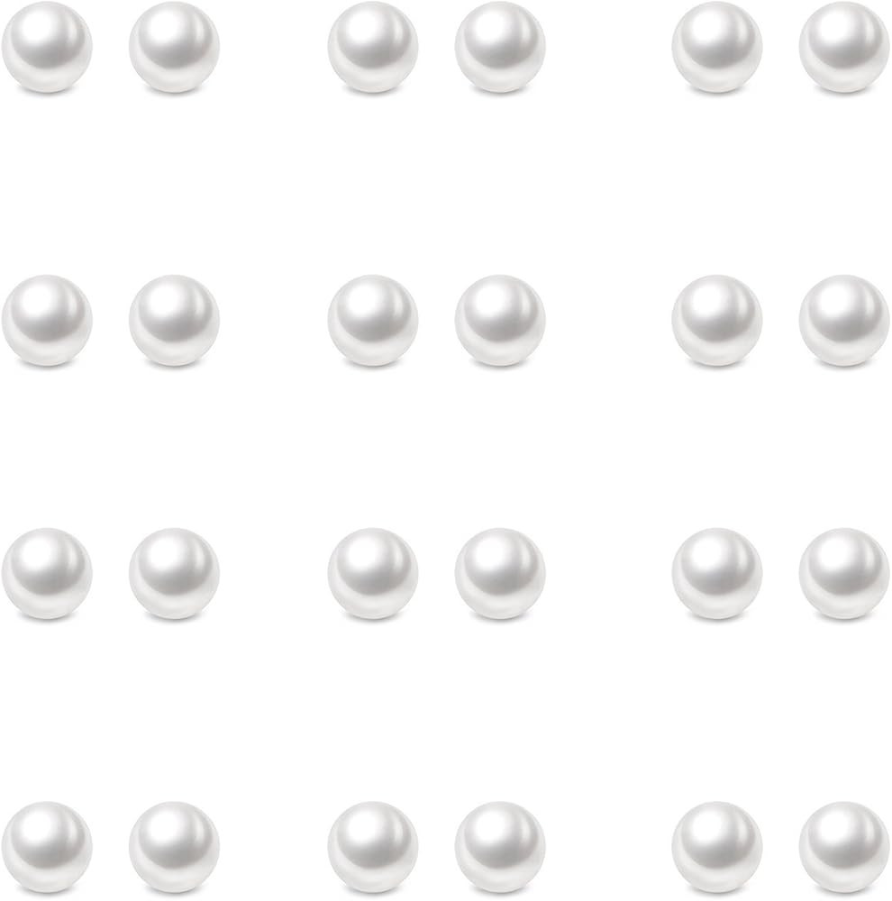 Pearl Earrings Surgical Steel Pearl Stud Earrings Set for Women Girls Faux Pearl Earrings Pack (3... | Amazon (US)