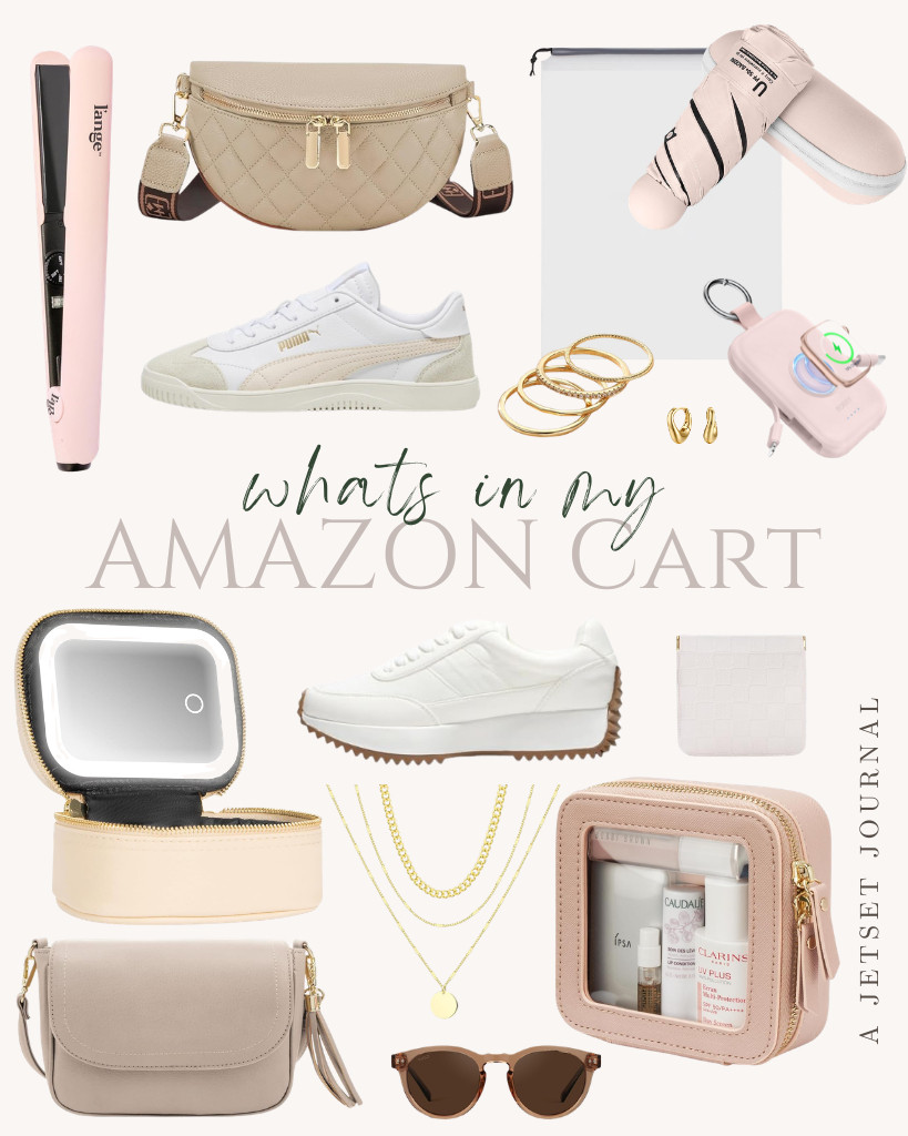 I had a great time creating this week’s round-up of what’s in my Amazon cart.

I added a couple of trendy sneakers and crossbody bags that are perfect for a sporty or casual look. If you're looking for travel essentials, I included the BAODINI mini umbrella and a cute transparent toiletry bag. There are also several chic accessories, such as a gold-plated chunky hoop earring from FRUMOS and some stylish sunglasses from WearMe. 

 #LTKSeasonal #LTKSaleAlert #LTKTravel