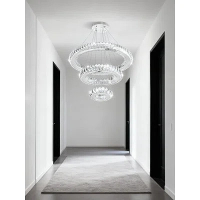 Modern 3-Ring Crystal LED Chandelier Dimmable Pendant Light With Remote Control For Dining Room Living Room Bedroom Entryway | Wayfair North America