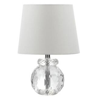 SAFAVIEH Eunice 13 in. Clear Crystal Globe Table Lamp with White Shade LIT4367A - The Home Depot | The Home Depot