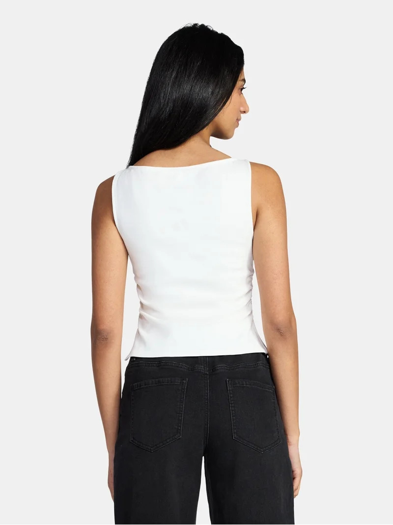 Madden NYC Women's Sleeveless Ruched Tank Top, Sizes XXS-XXL | Walmart (US)