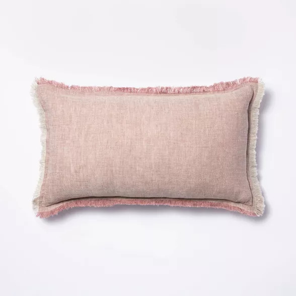 Linen Throw Pillow with Contrast Frayed Edges - Threshold™ designed with Studio McGee | Target