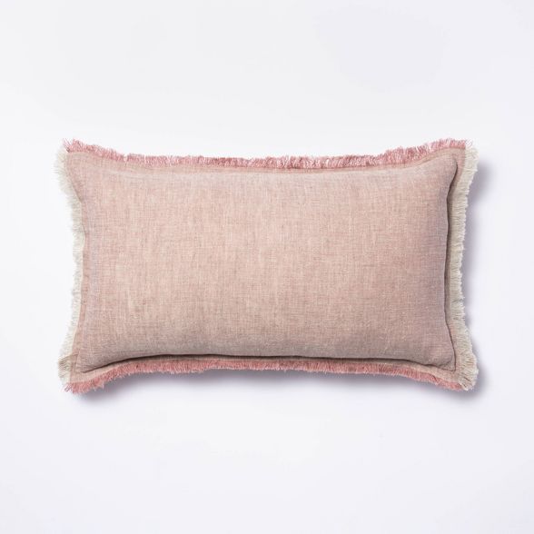 Linen Throw Pillow with Contrast Frayed Edges - Threshold™ designed with Studio McGee | Target