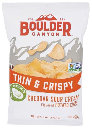 Boulder Canyon Thin & Crispy Cheddar Sour Cream Potato Chips, 6 OZ | Amazon (US)