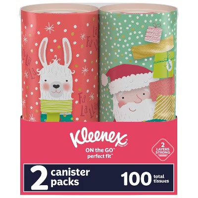 Kleenex Holiday Perfect Fit Canister Facial Tissue - 2pk/50ct | Target