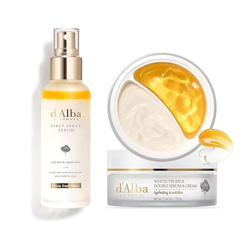 d'alba Piedmont White Truffle First Spray Serum and White Truffle Double Serum & Cream, Face Moisturizer, Non Comedogenic, Suitable for All Skin Types (100ml, 70g) | Amazon (US)