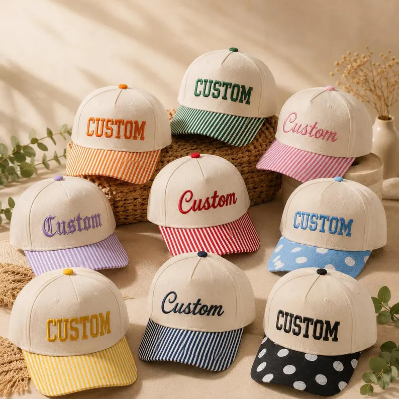 Custom Personalized Hat, Text Bridal Squad Dad Hat, Striped Polka Dot Beach Caps, Bachelorette Va... | Etsy (Global)
