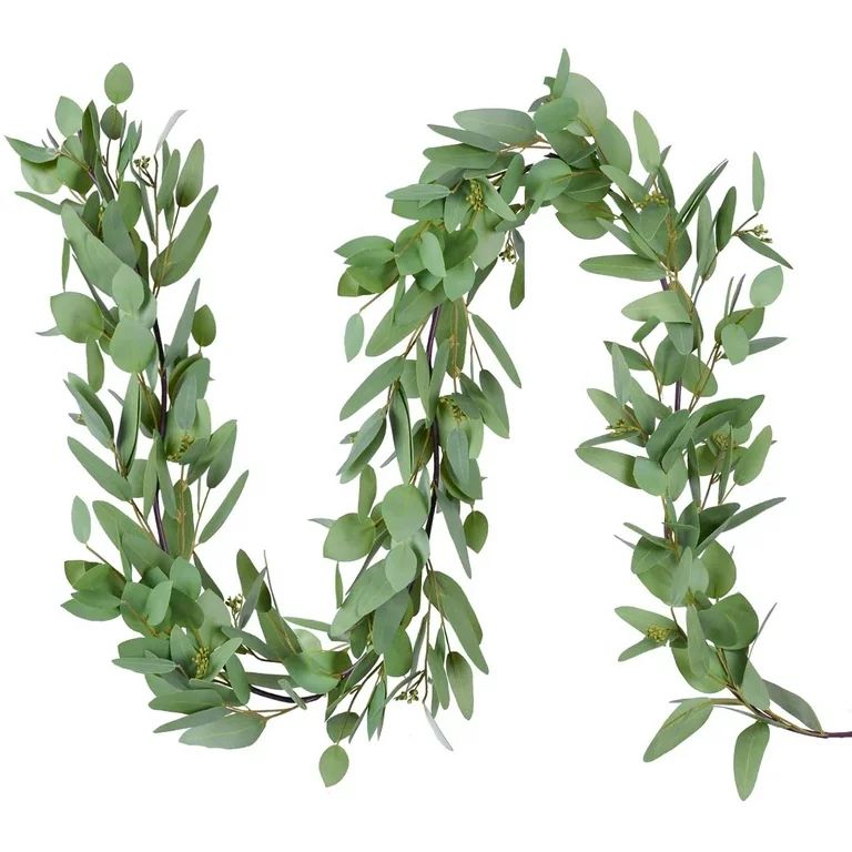 Coolmade 5.5Ft 2 Pack Greenery Garland, Artificial Vines Faux Eucalyptus Leaf Table Garland Artif... | Walmart (US)