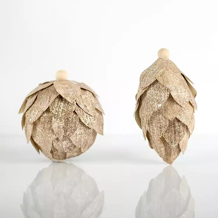 New! Assorted Shimmery Wooden Ornaments | Kirkland's Home