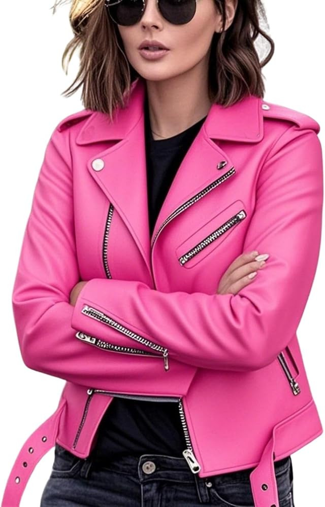 Women's With Blet Work Asymmetrical Jackets Zipper Slim Fitted Coats Side Pockets Lapel Collar Ja... | Amazon (US)