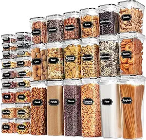 Skroam 36 Pack Airtight Food Storage Containers for Kitchen Pantry Organizers and Storage, Plasti... | Amazon (US)