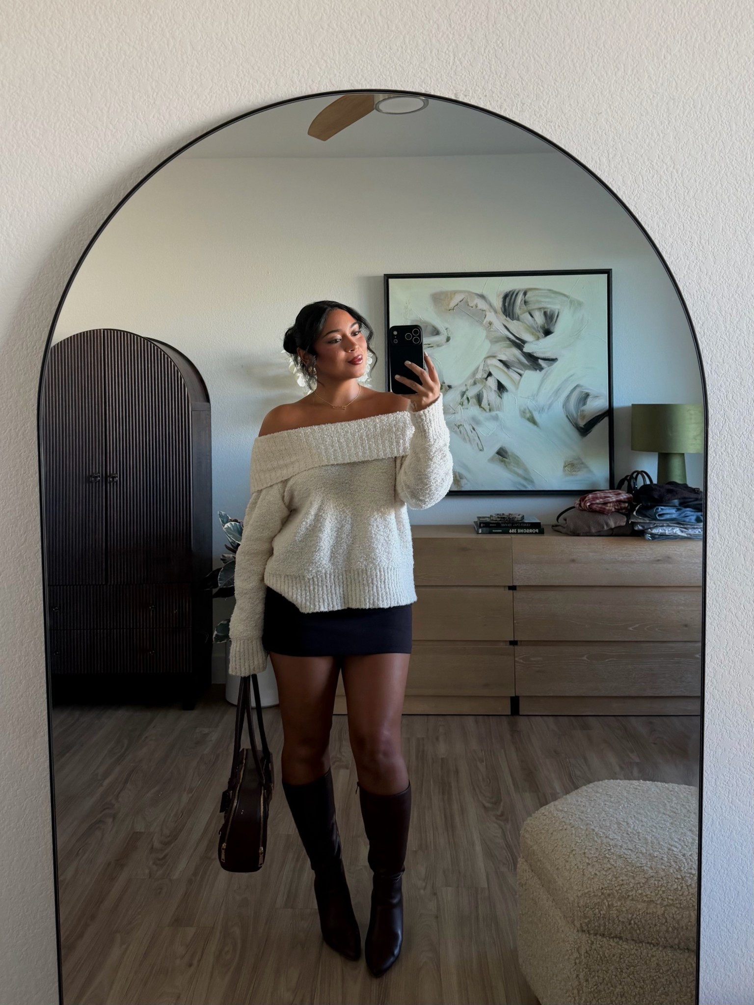 fall outfit inspo🤎also thanksgiving outfit inspo!! Love the shades of brown in this fit, it’s cozy but elevated (& comfy ofc) details below:

Sweater is PrincessPolly (runs true to size)
Mini skirt is Abercrombie (has shorts & runs true to size)
Boots are Amazon (so comfy & wide calf friendly)
Bag is Marshalls

#LTKFindsUnder50 #LTKMidsize #LTKStyleTip