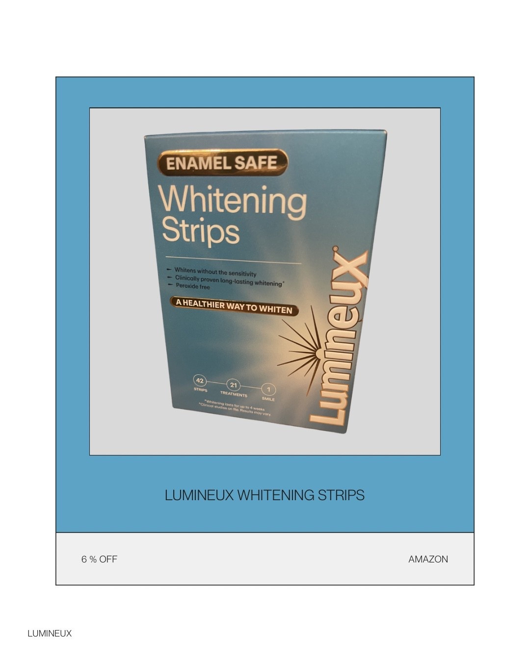If you want a brighter smile without the sensitivity… these are IT 🤍✨  

I’ve been using the Lumineux Whitening Strips and they’re enamel safe + peroxide free (so no painful zingers 🙌).  

Super easy to use and actually gentle on your teeth while still giving that clean, whiter look.  

Linked on my LTK 🛍️  
#LTKbeauty #LTKfinds #whiteningstrips #selfcare #amazonfinds

#LTKselfcare #LTKBeauty #LTKmorningroutine