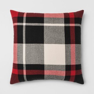 Plaid Oversize Square Throw Pillow Black/Red - Threshold™ | Target