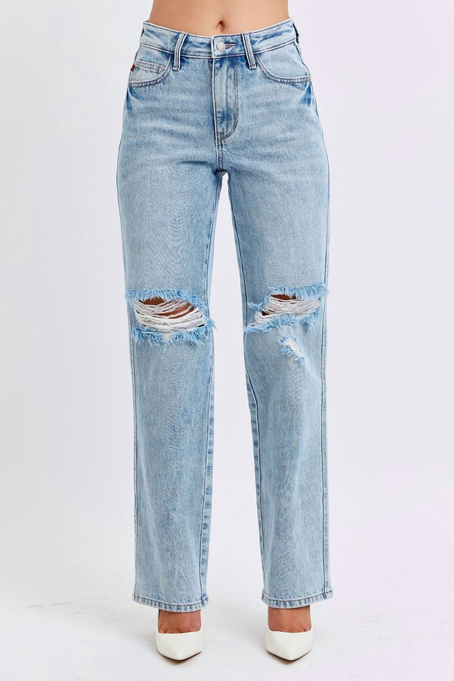 Hi-Rise Rigid Magic 90's Straight Jean In Light Wash | Shop Simon