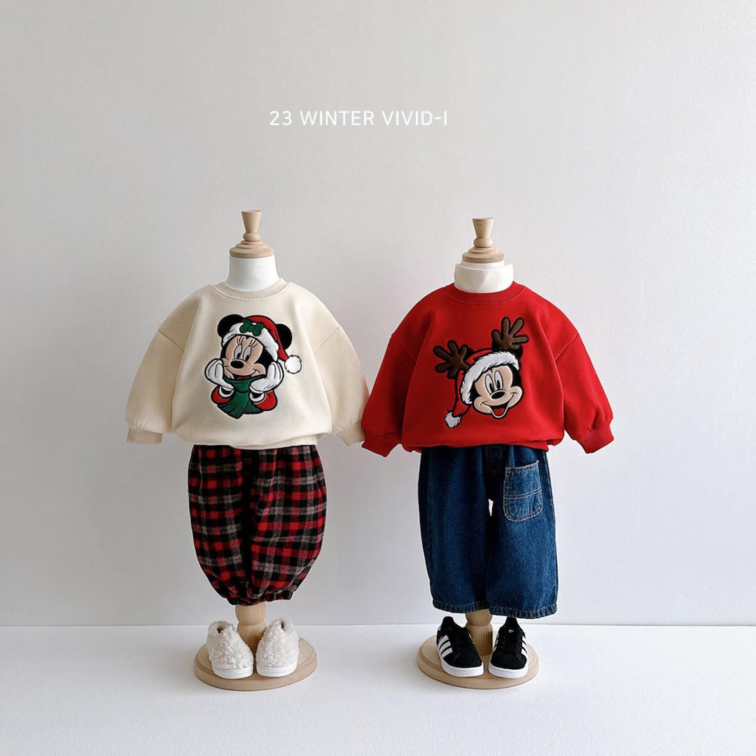 Kids Santa Mickey, Holiday Mickey Sweatshirt, Kids Fleece-lined sweatshirt, Made in Korea | Etsy (US)