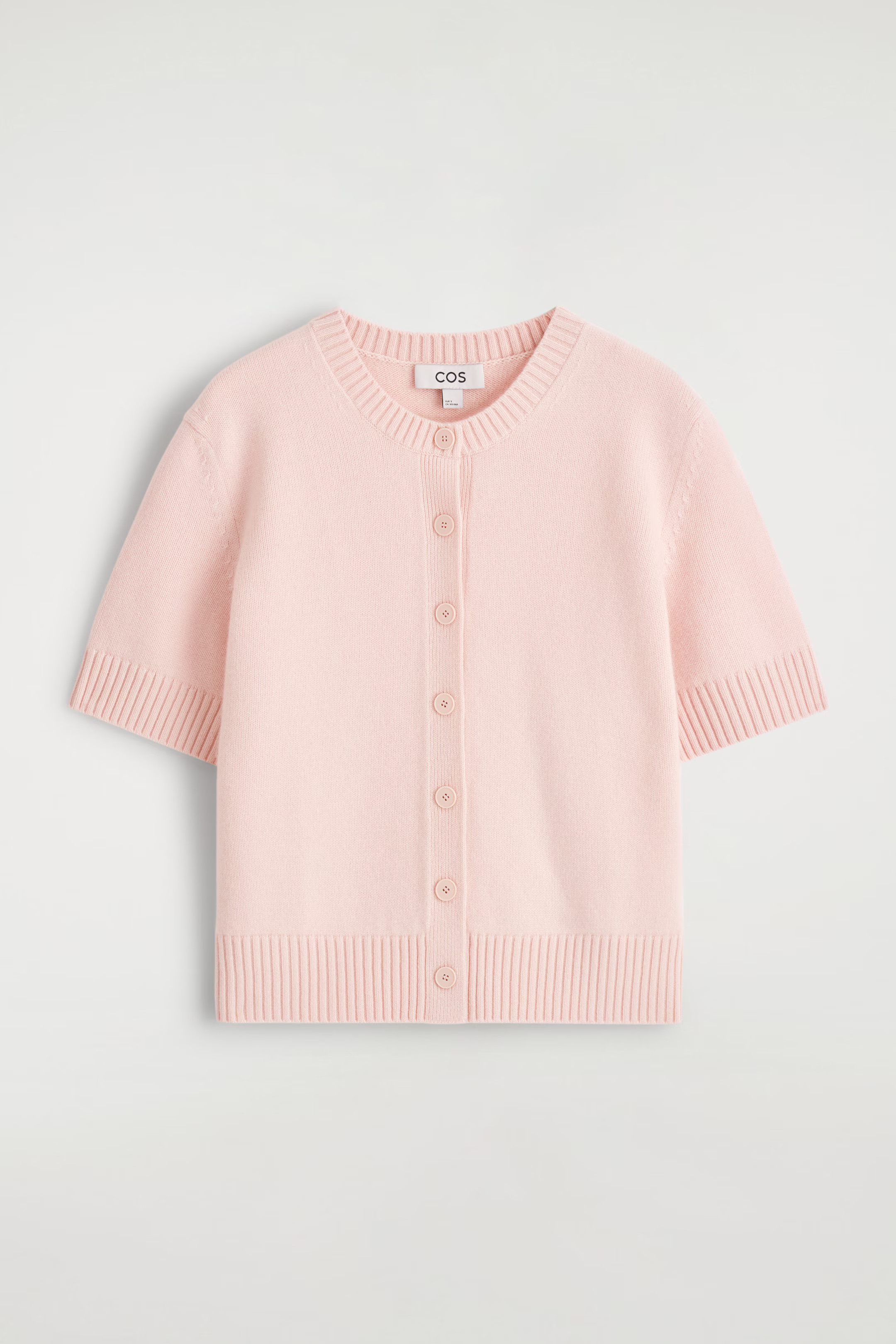 MERINO WOOL SHORT-SLEVELED CARDIGAN - PINK | COS | COS (EU)