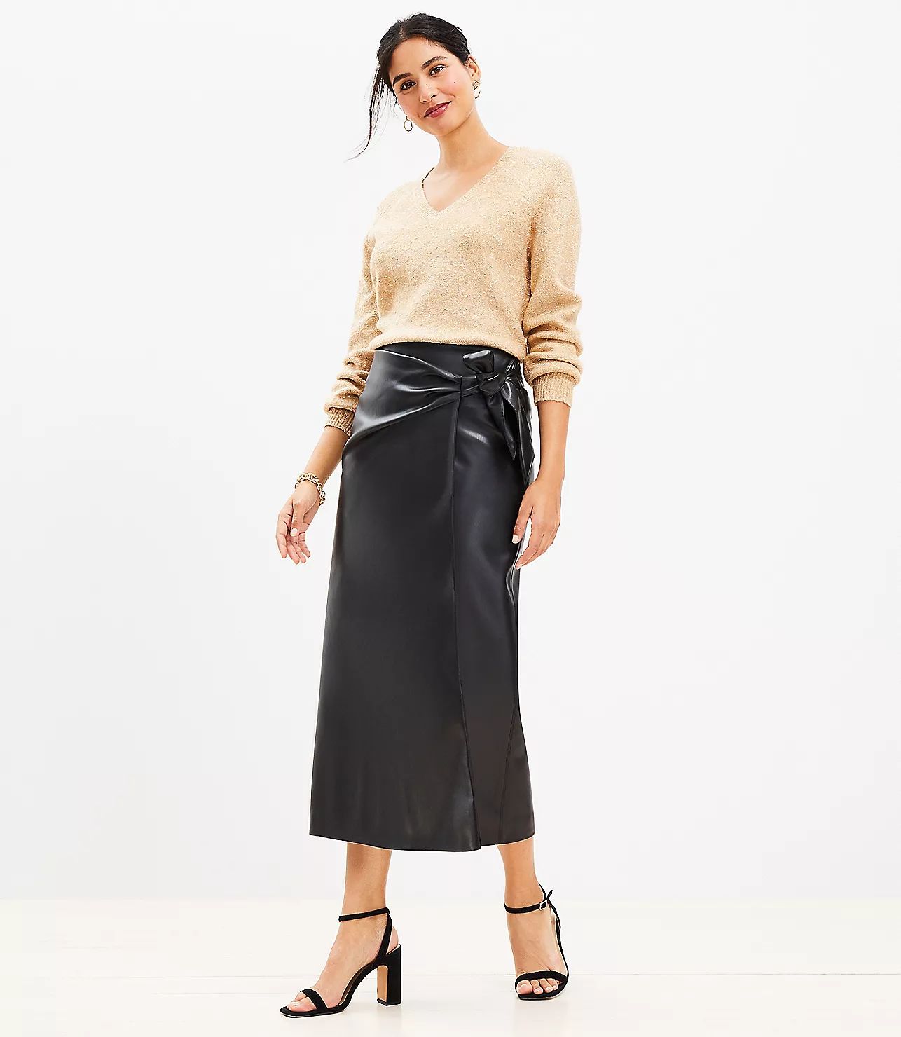 Faux Leather Wrap Skirt | LOFT