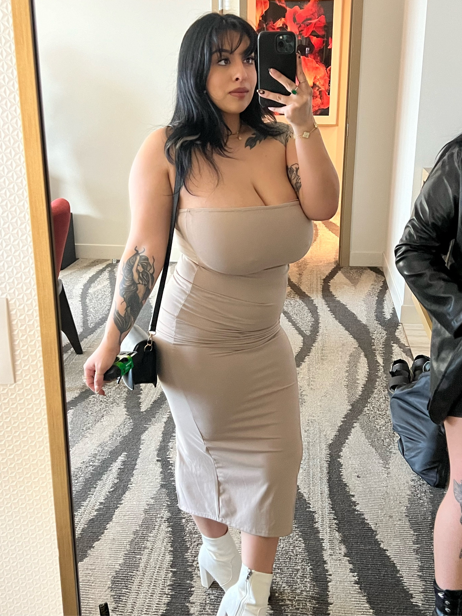 Rehearsal dinner fit in Vegas, skin tight tan long dress and white heeled boots 

#LTKparties #LTKstyletip #LTKwedding