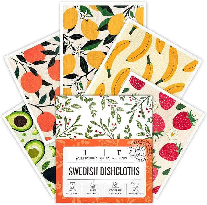Swedish Dishcloths for Kitchen, Swedish Dish Cloths 5 Pack, Super Absorbent Reusable Paper Towels... | Amazon (US)