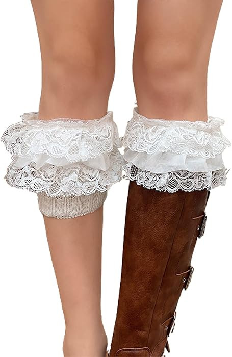 1 Pair Stretch Lace Boot, Cuffs Leg Warmers, Socks Toppers Cuff for Womens, Knit Solid Color Croc... | Amazon (US)