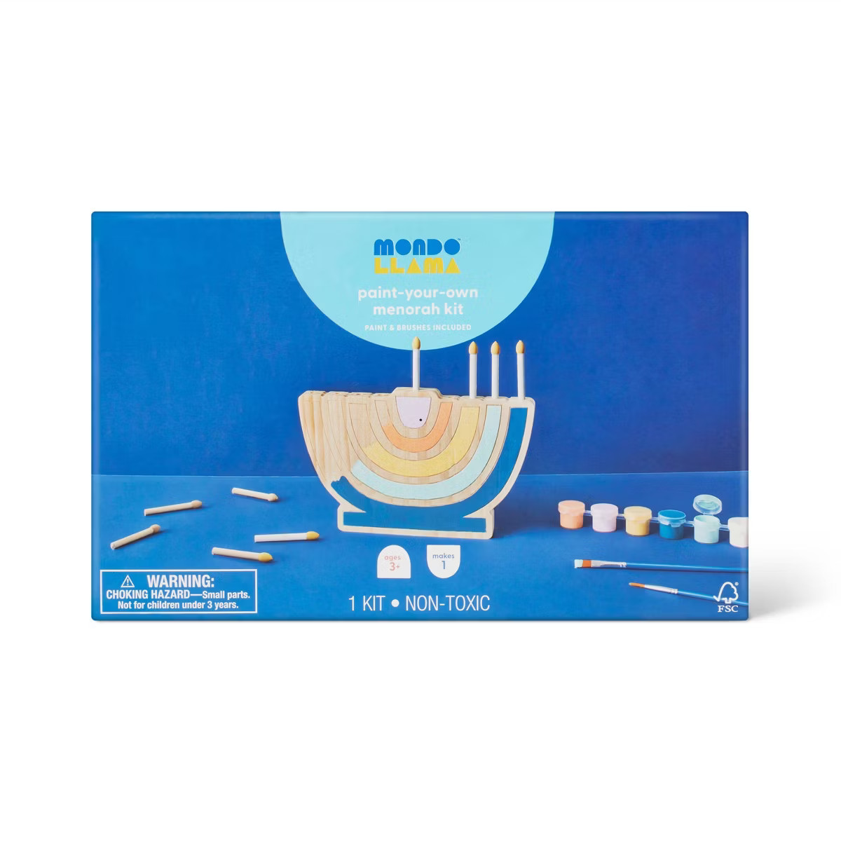 Hanukkah Craft Paint Your Own Wood Menorah Kit- Mondo Llama™ | Target