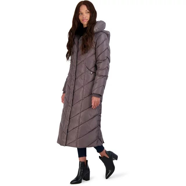 Steve Madden Long Puffer Coat for Women-Fleece Lined Quilted Winter Maxi Coat | Walmart (US)