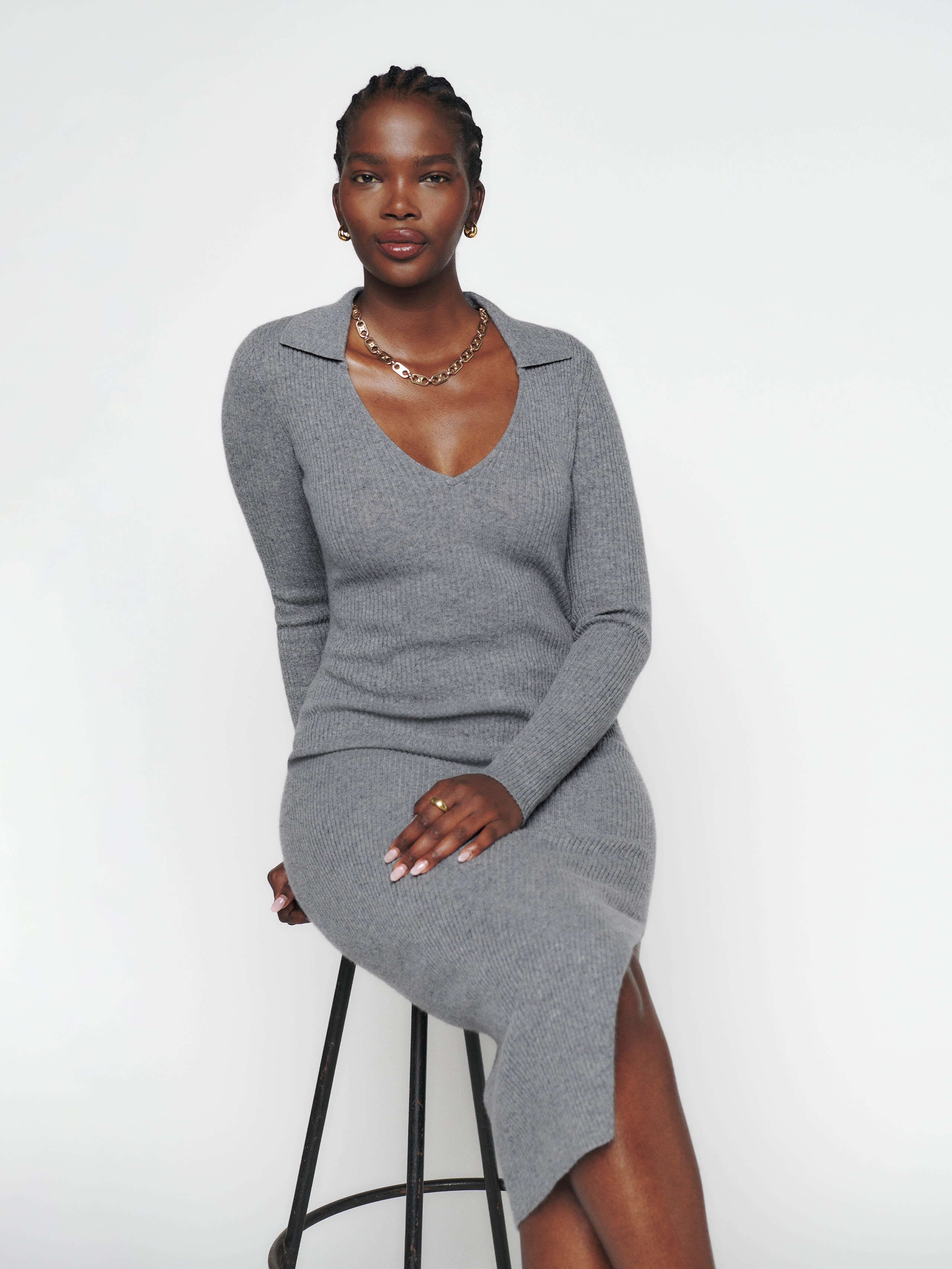 Bellini Cashmere Collared Sweater Dress | Reformation (Global)