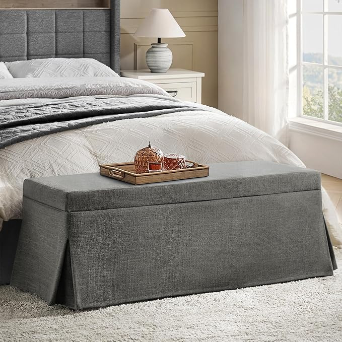 HULALA HOME Fabric Window Bench with Storage Shoe Traditional 46.5" End of Bed Bench for Bedroom ... | Amazon (US)