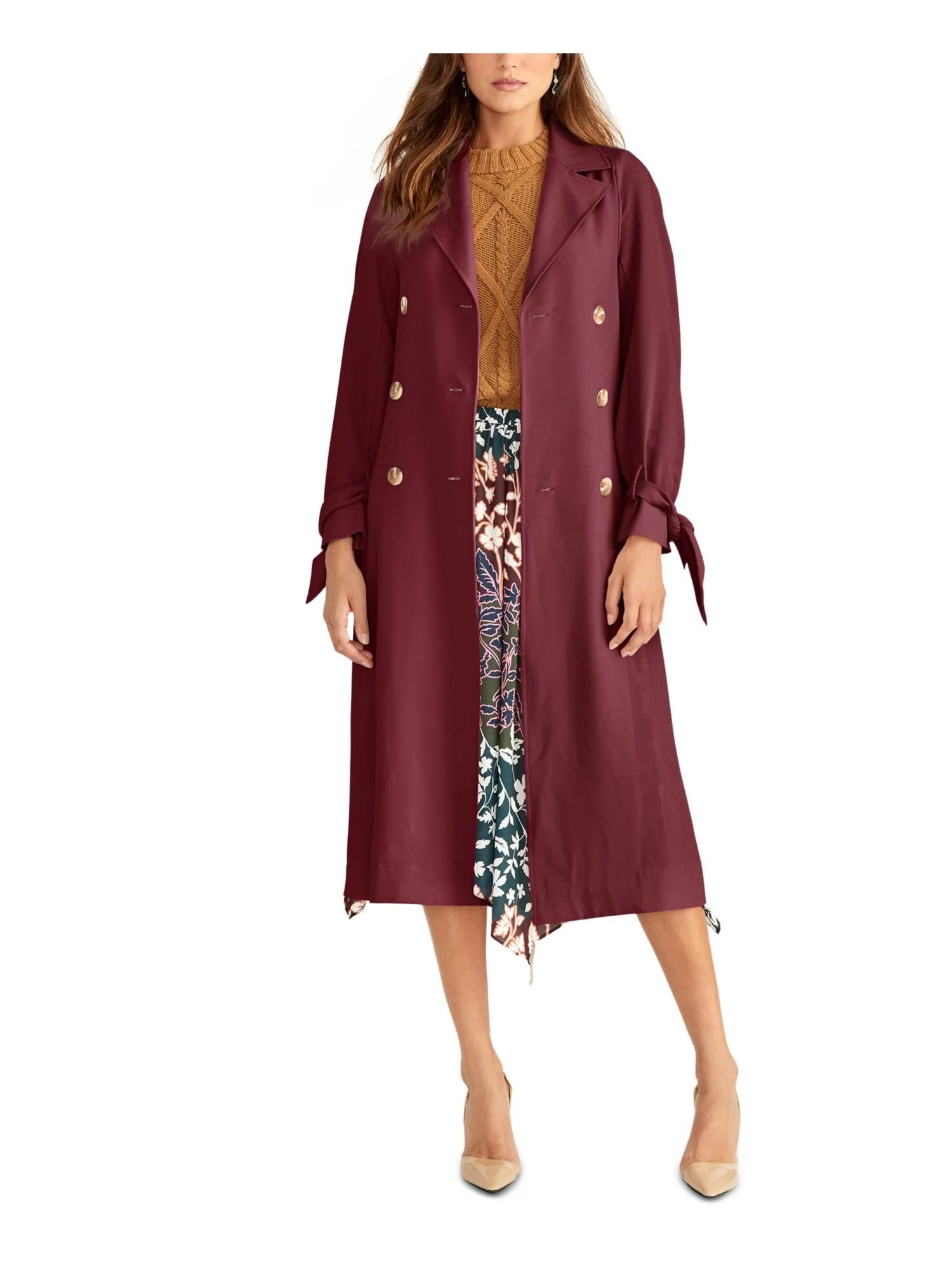 RACHEL ROY Womens Burgundy Trench Coat  Size S - Walmart.com | Walmart (US)