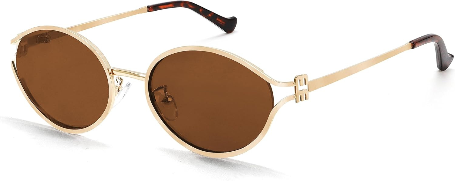 boten Retro Oval Sunglasses for Women 90s Sun Glasses 2026 Trendy Gold Metal Frame Cute Chic Designer Sunnies | Amazon (US)