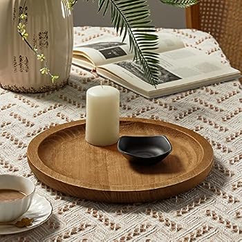 Athaliah Round Wooden Tray Small Decorative Trays,12.5''Small Wood Serving Tray Rustic Round Wood... | Amazon (US)