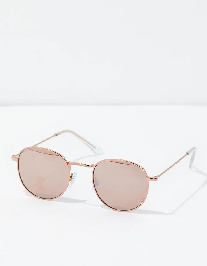 AEO Rose Gold Round Metal Sunglasses | American Eagle Outfitters (US & CA)