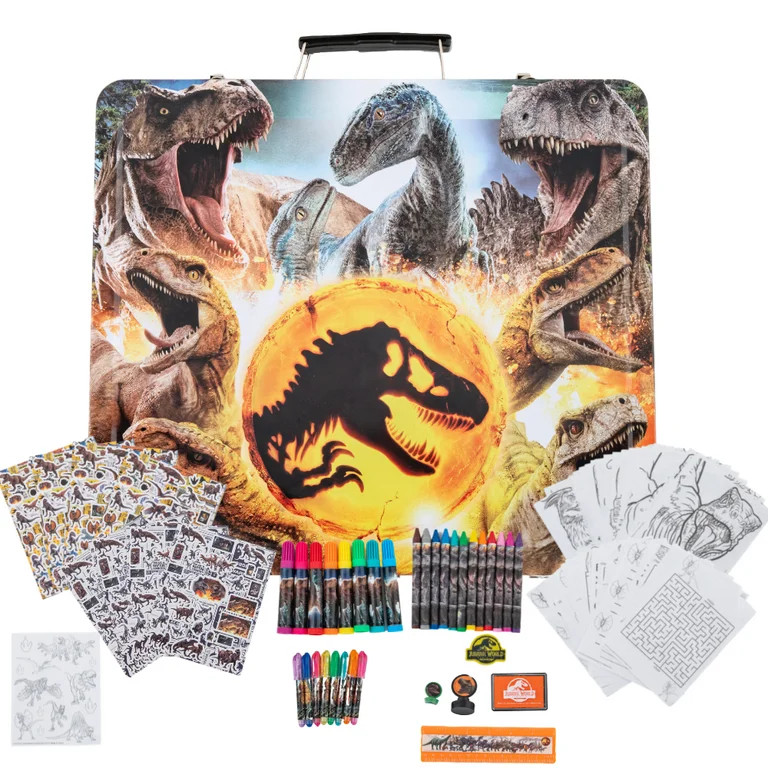 Jurassic World Dinosaur Art Kit Gel Pens Markers Stickers with Carrying Tin 600+ Pieces | Walmart (US)