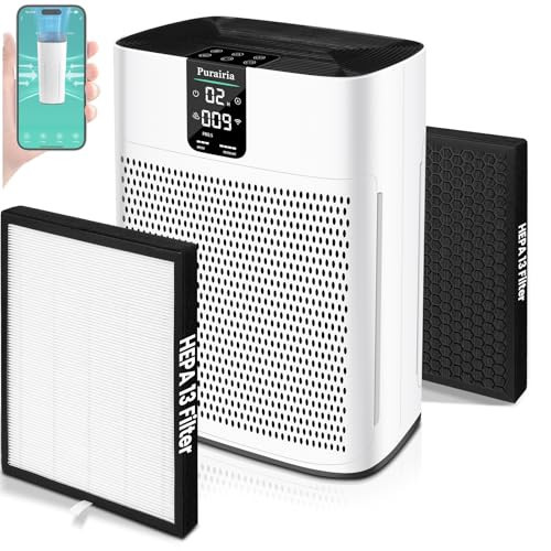 Air Purifiers for Home Large Room Covers 2200ft², HEPA Air Purifier with PM2.5 Display, 15dB Sleep Mode, Smart Air Cleaner with App for Room, Office, Smoke, Pet Hair, Dander, Dust, Odor with 2 Filters | Amazon (US)