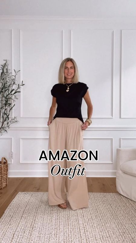 ⭐️ Amazon outfit - I Love everything about this outfit! Wide leg pants are so comfy and have pockets! Top is silky soft with cap sleeves. Wearing a small in both. My new favorite Target sandals are currently on sale! 🙌 Bag is also Amazon 

Outfit ideas 



#LTKSaleAlert #LTKVideo #LTKFindsUnder50