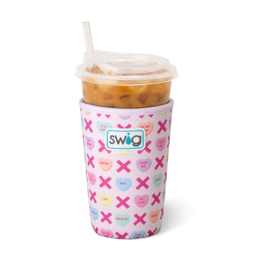 Swig Life Medium Iced Cup Coolie, Standard 22oz Iced Coffee Cup Insulator Sleeve with Handle, Neoprene Insulated Coolie Keeps Drinks Cold (Be Mine) | Amazon (US)