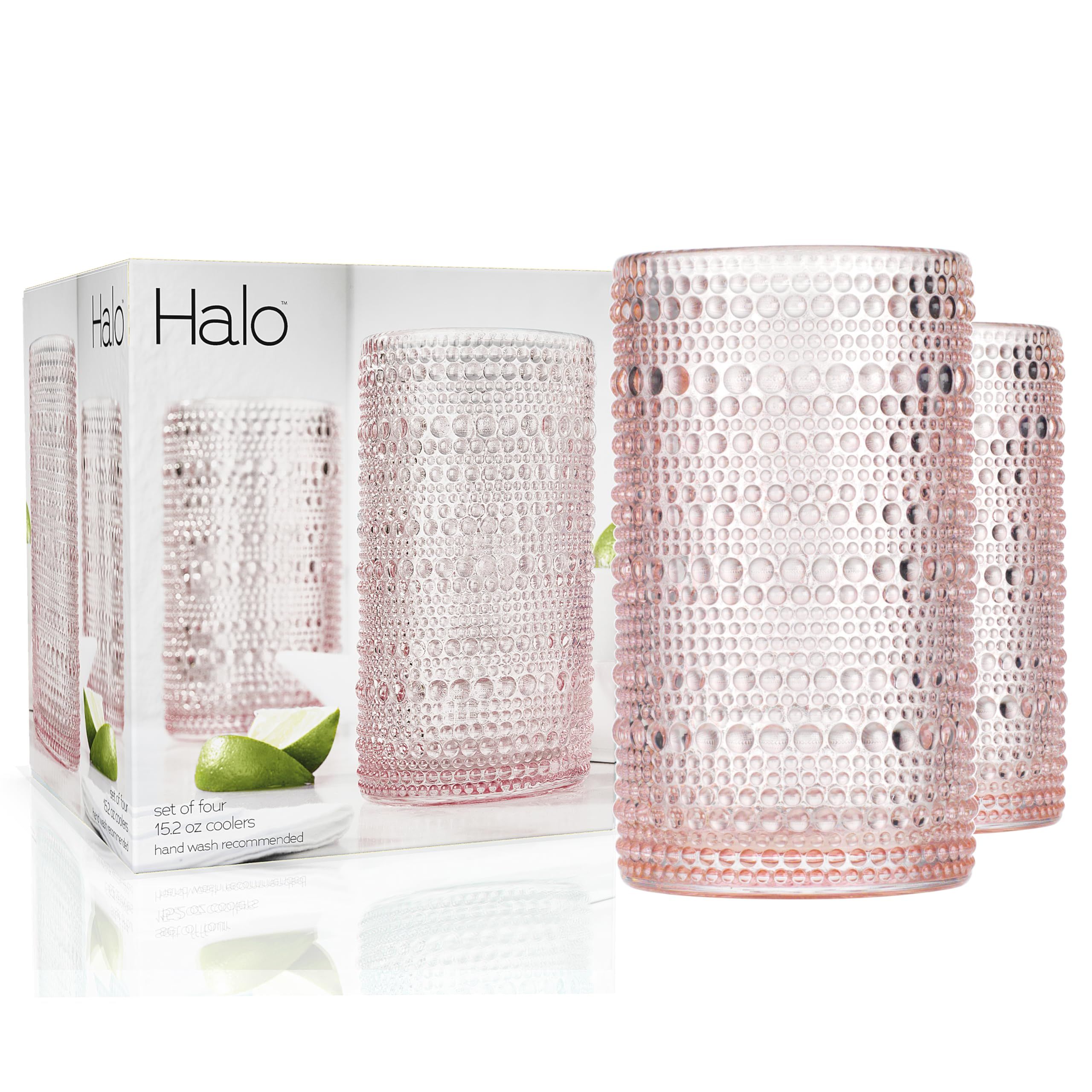Glaver's Hobnail Drinking Glasses, Pink Vintage Glassware Set, Beaded Drinking Glasses, Set Of 4 ... | Amazon (US)