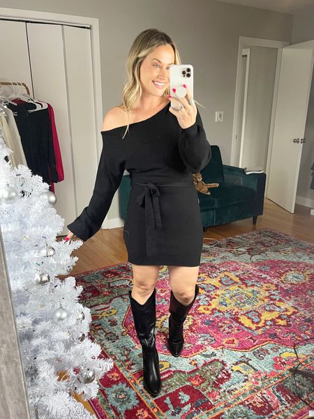 Christmas outfit idea / sweater dress and boots, both are amazon fashion finds, holiday outfit, holiday dress, Christmas dress, thanksgiving outfit

#LTKHoliday #LTKshoecrush #LTKunder50