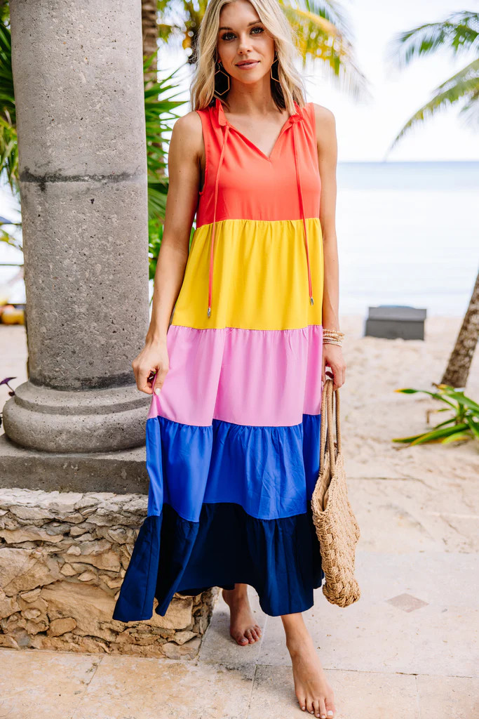 Bright Ideas Orange Colorblock Maxi Dress | The Mint Julep Boutique